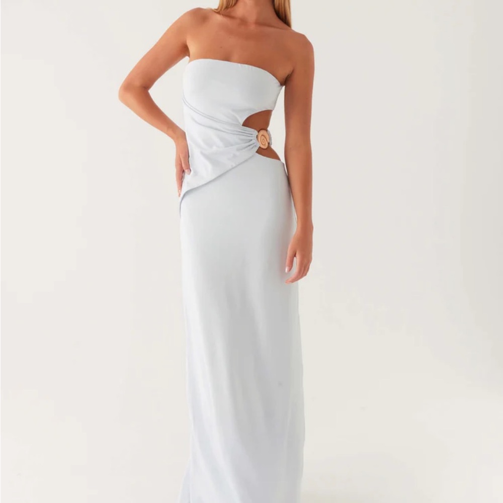 Peppermayo Light Blue Strapless Maxi Dress